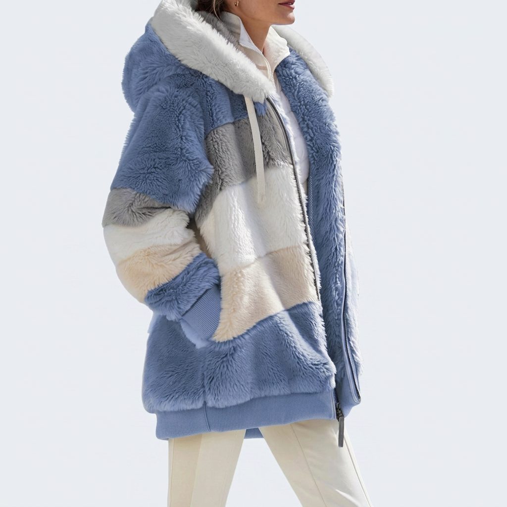 Colleen | Women's Hooded Faux Fur Jacket with Zip Front and Pockets
