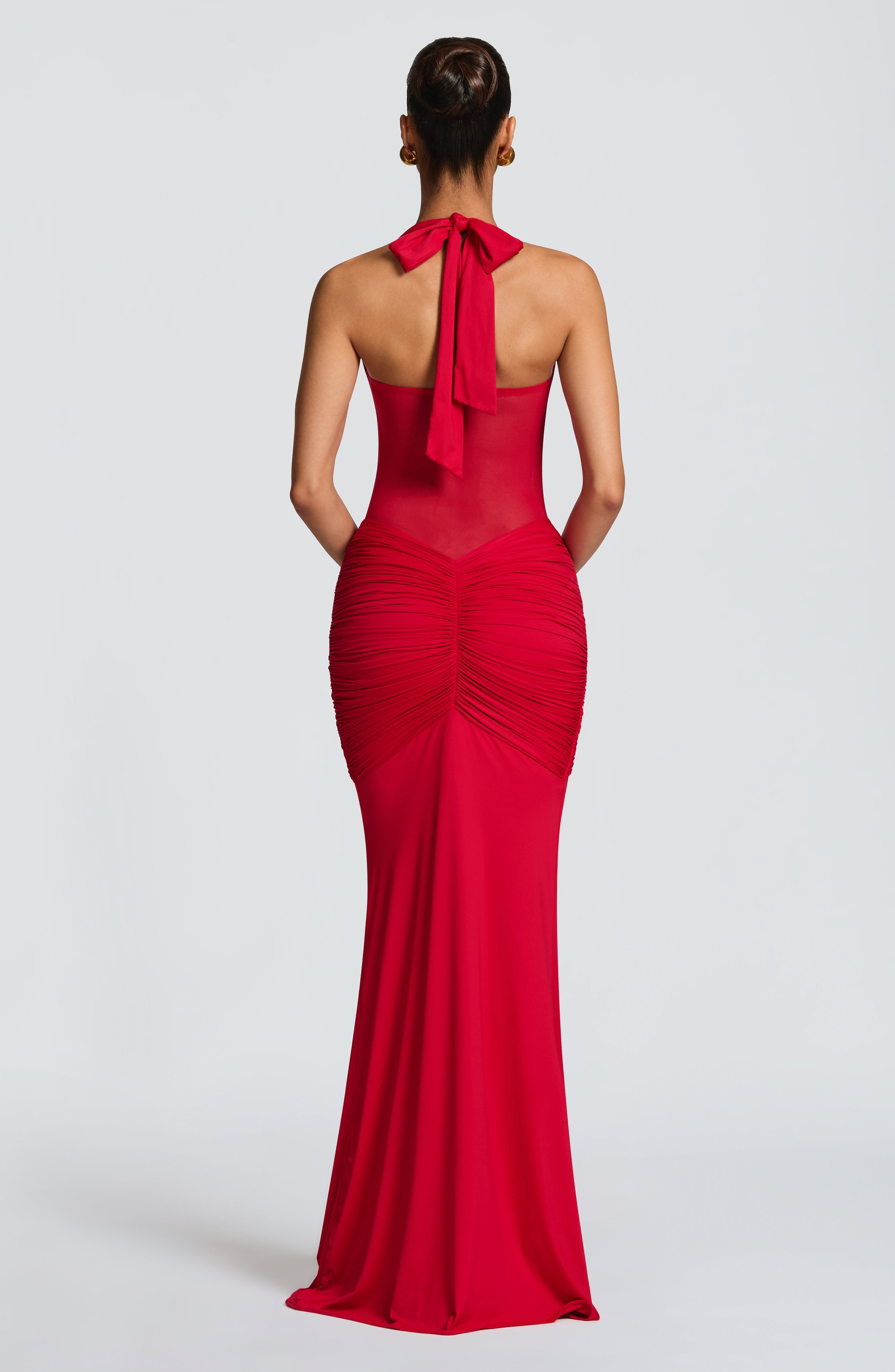 Catalina | Halter Ruched Maxi Dress