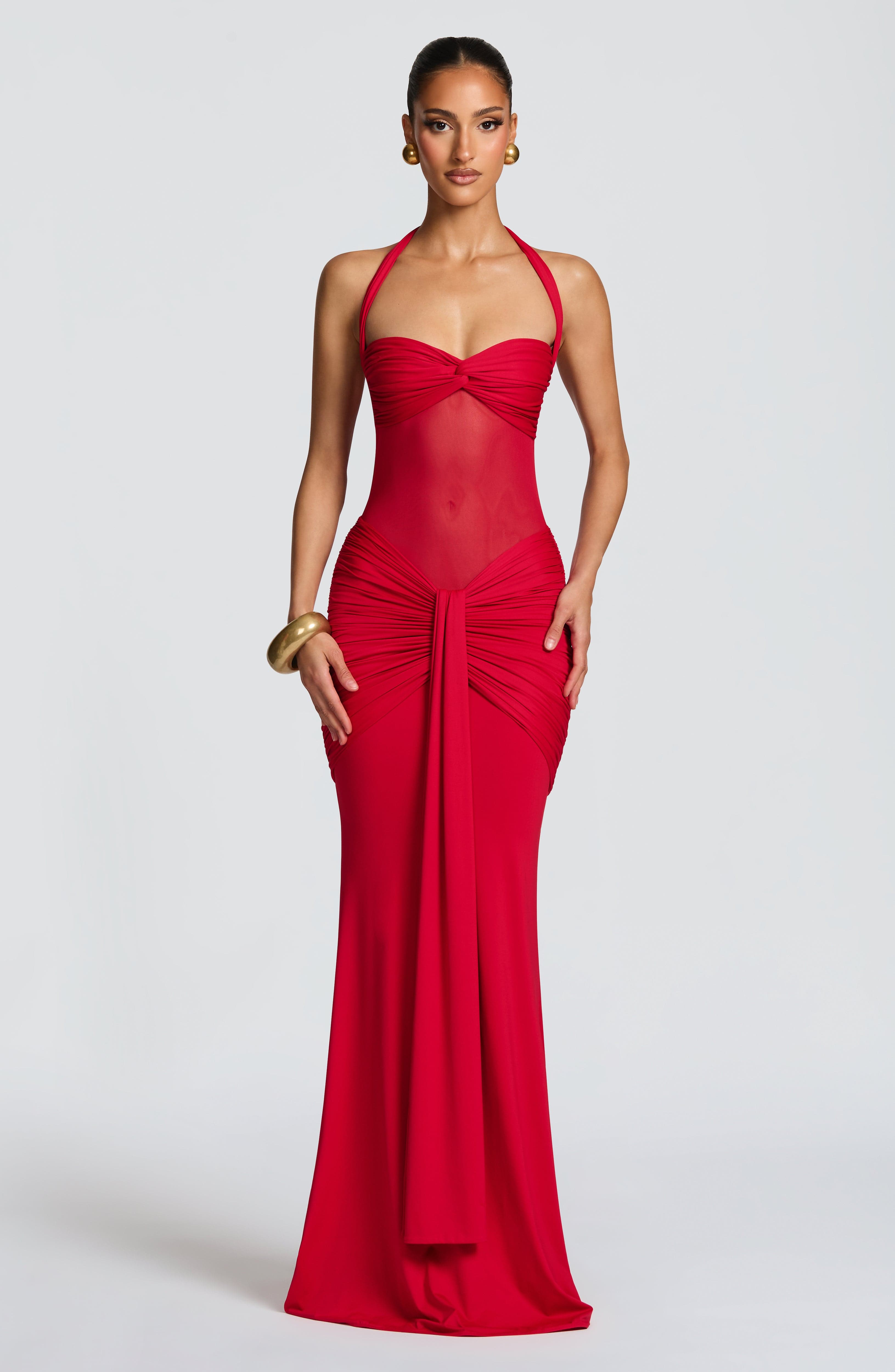 Catalina | Halter Ruched Maxi Dress