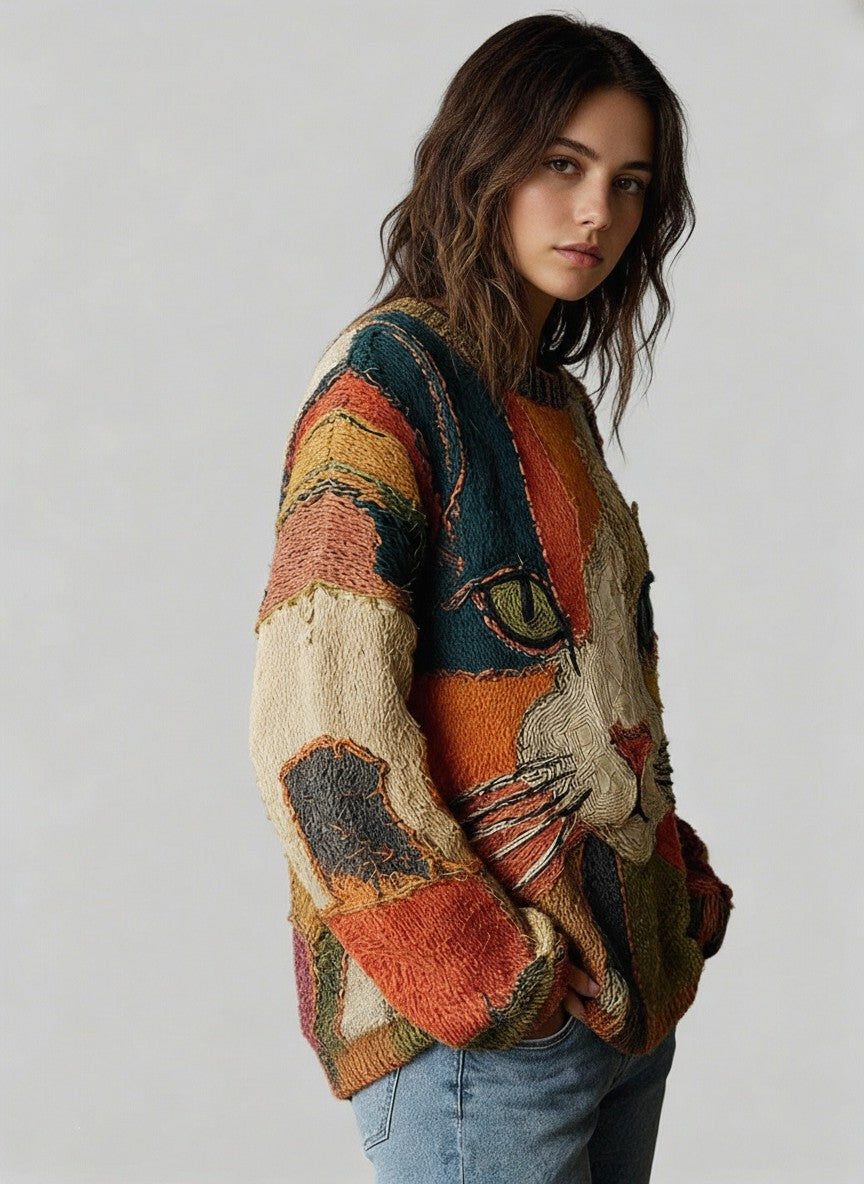 Women's oversized animal graphic sweater view 2