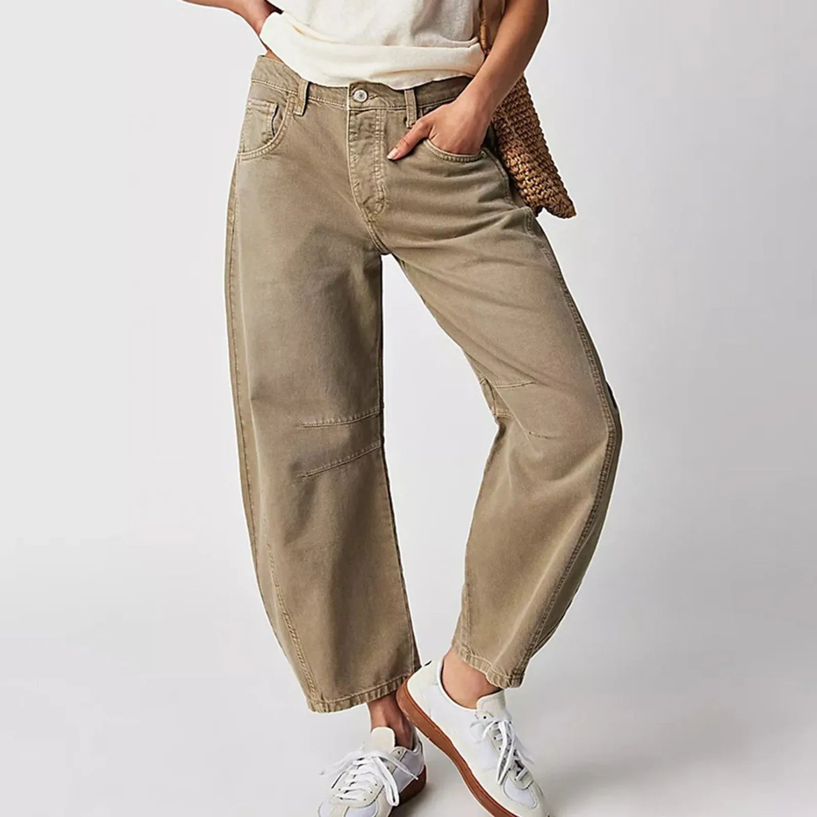 Women's High Waist Barrel Leg Jeans Relaxed Fit Denim