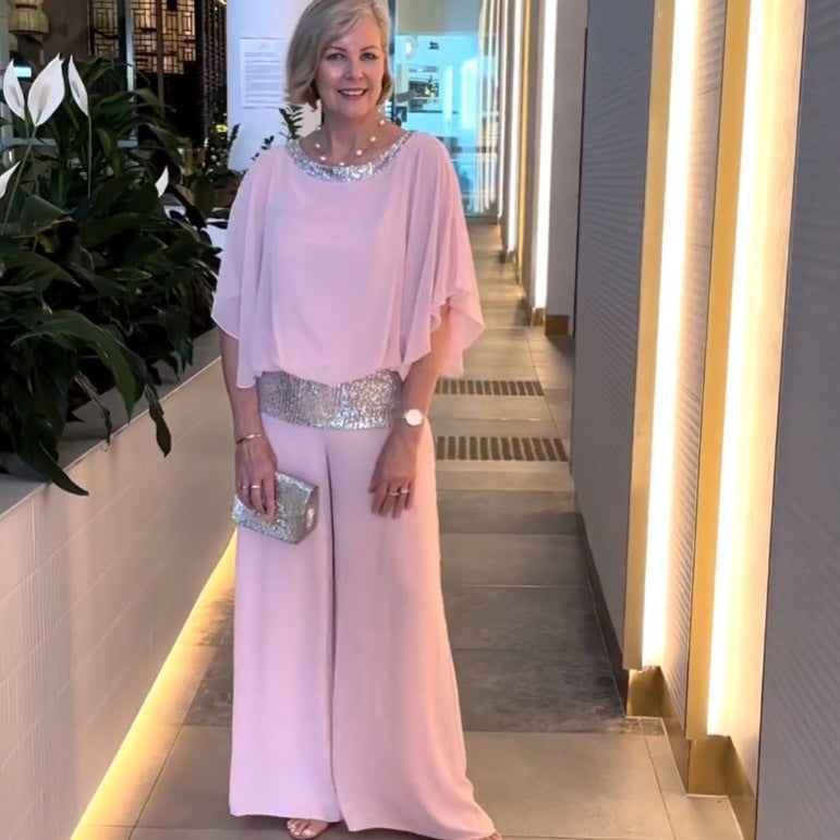 Women's Wide-Sleeve Top and Wide-Leg Pants Set