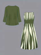 Women's Flowing Midi Dress and Open Jacket Set