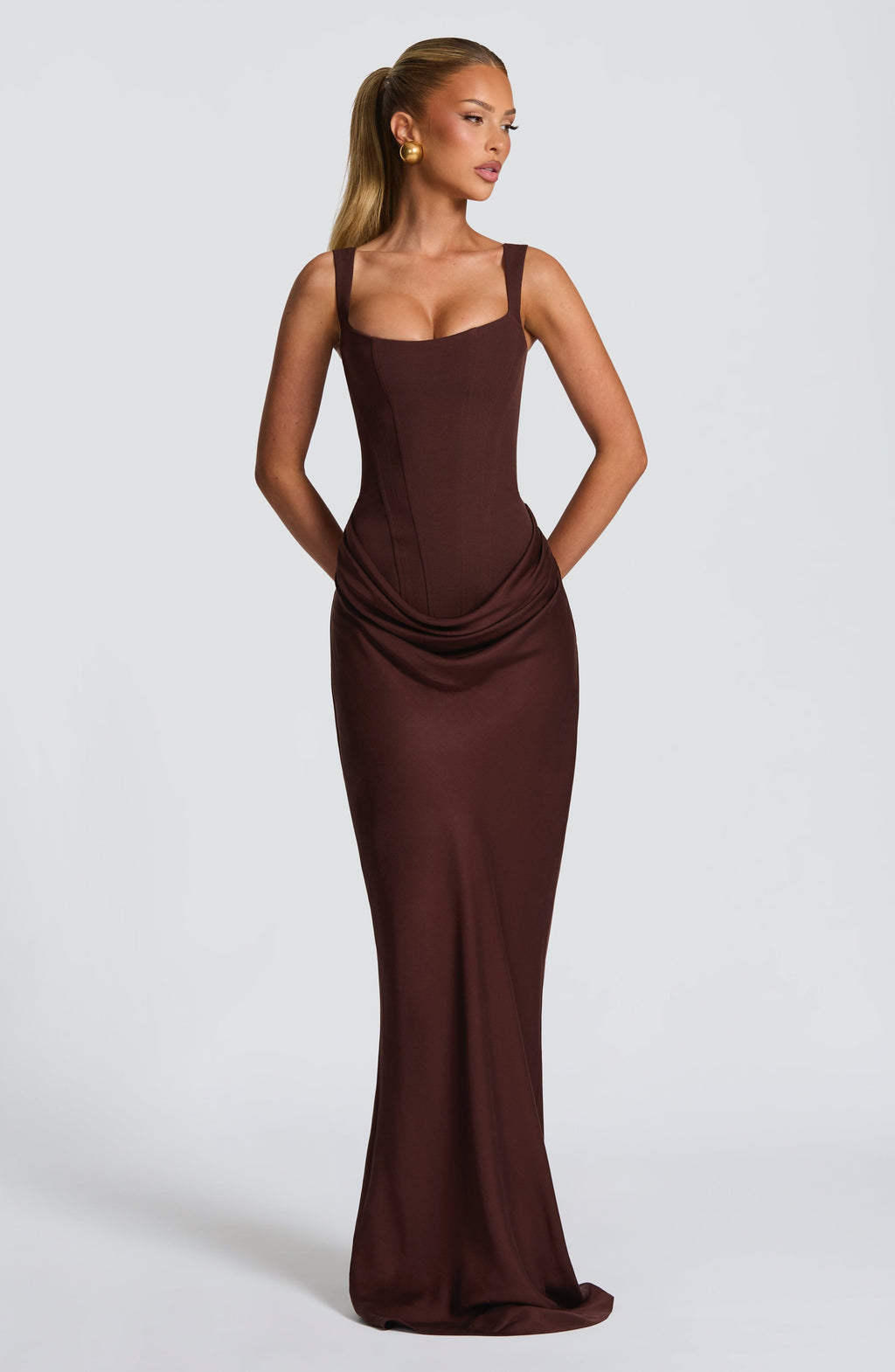 Valencia | Ruched Square Neck Maxi Dress