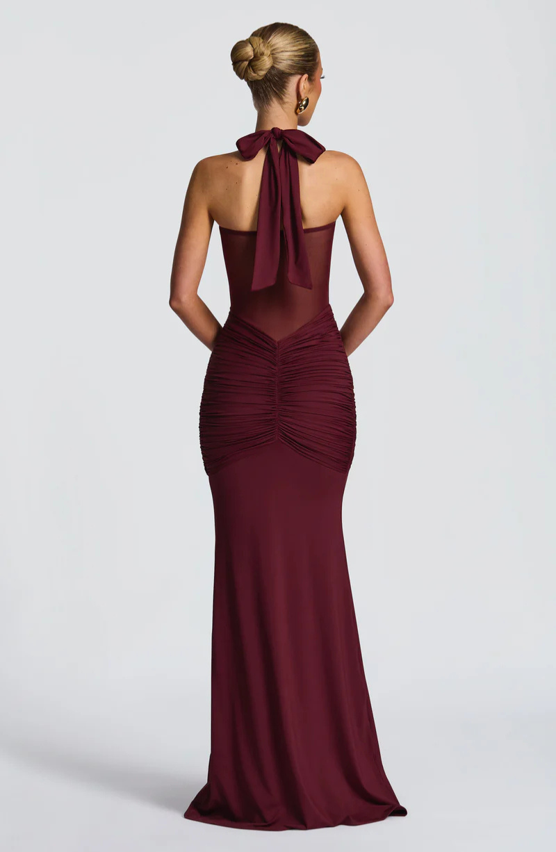 Catalina | Halter Ruched Maxi Dress