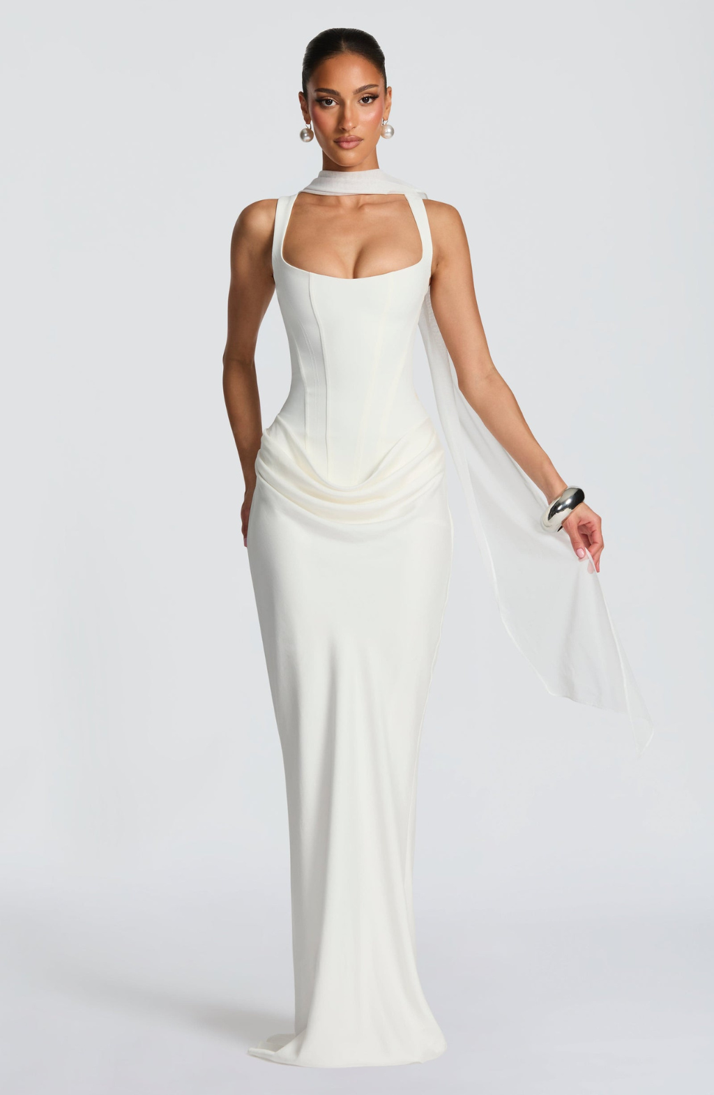 Valencia | Ruched Square Neck Maxi Dress