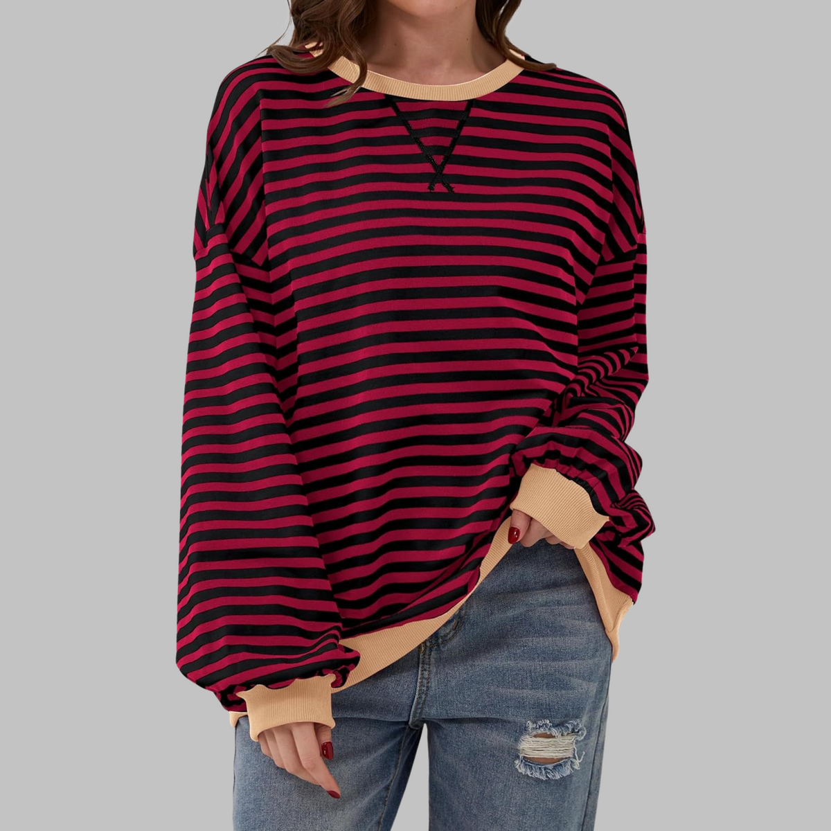 Hollis | Women's Long-Sleeve Striped Sweatshirt