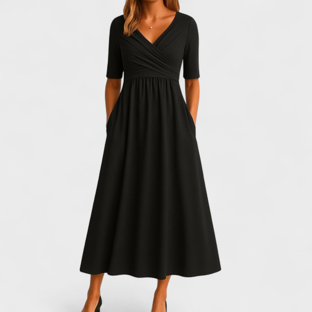 Cordelia Women's Pleated Wrap-Style Midi Dress product view