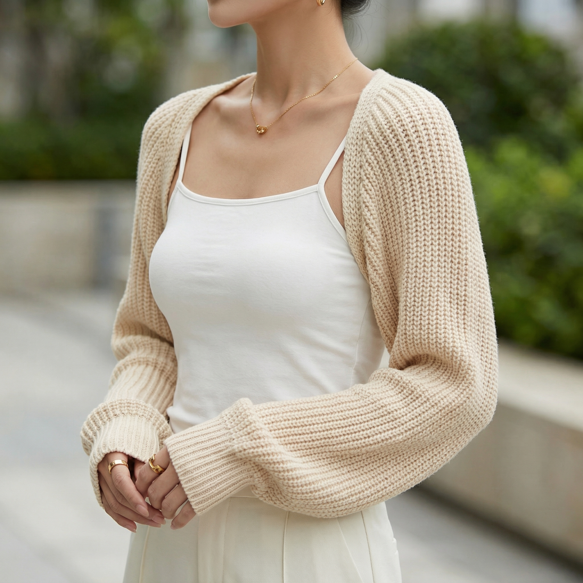 Philippa | Women's Ribbed Knit Open-Front Shrug