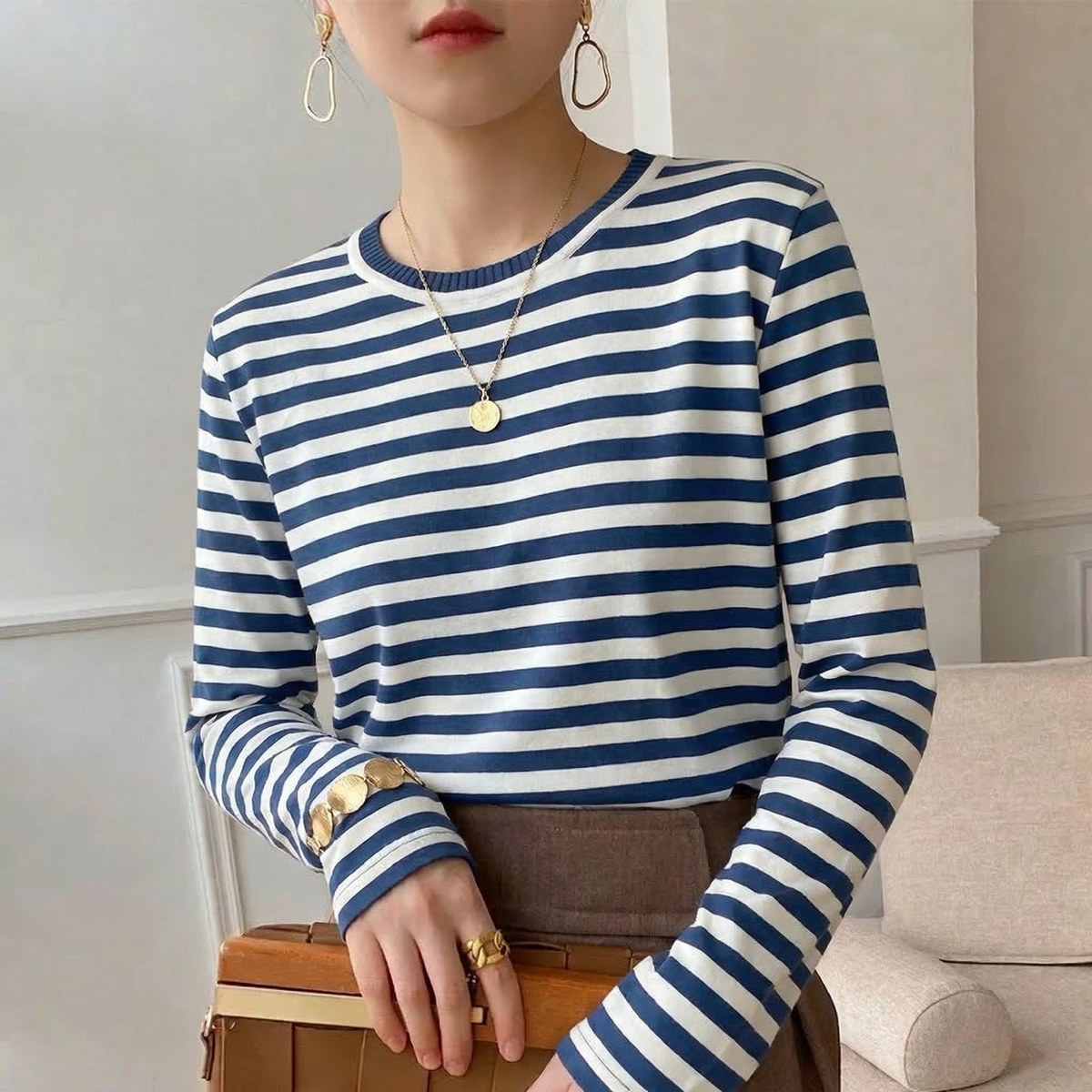 Mabel | Women's Striped Long-Sleeve Everyday Tee