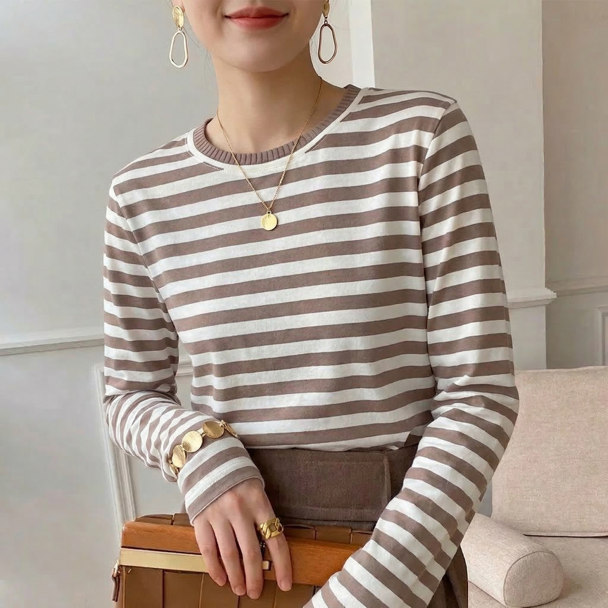 Mabel | Women's Striped Long-Sleeve Everyday Tee