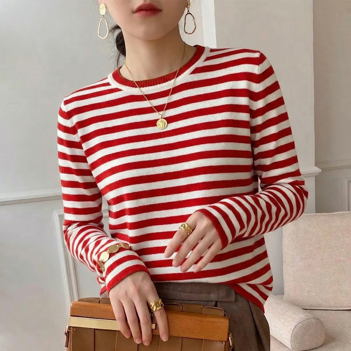 Mabel | Women's Striped Long-Sleeve Everyday Tee