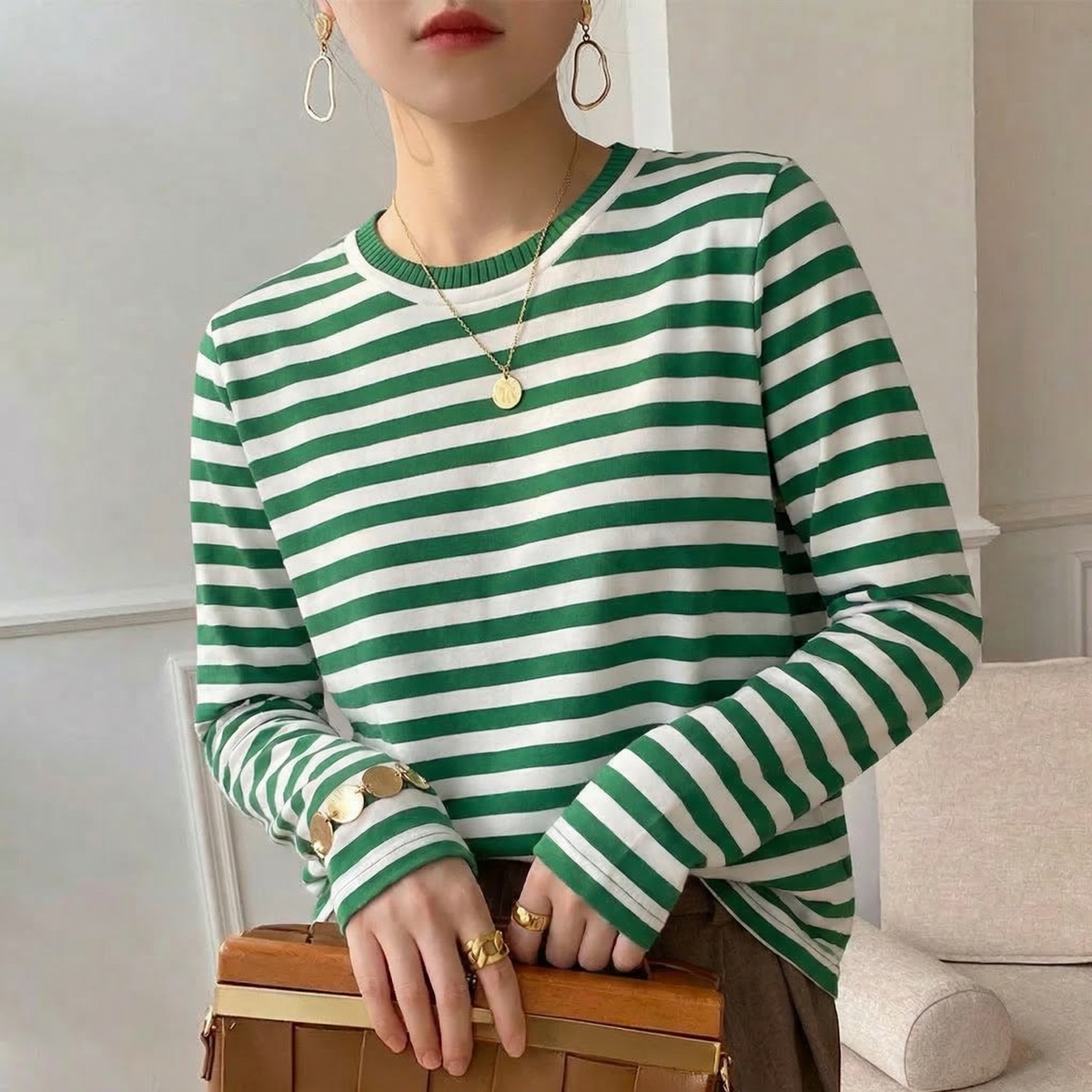 Mabel | Women's Striped Long-Sleeve Everyday Tee