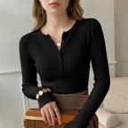 Fiona | Women's Ribbed Button-Front Henley Top