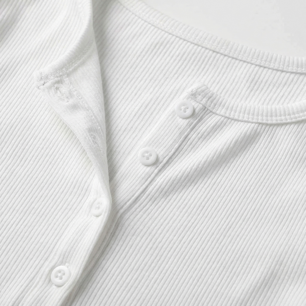 Fiona | Women's Ribbed Button-Front Henley Top