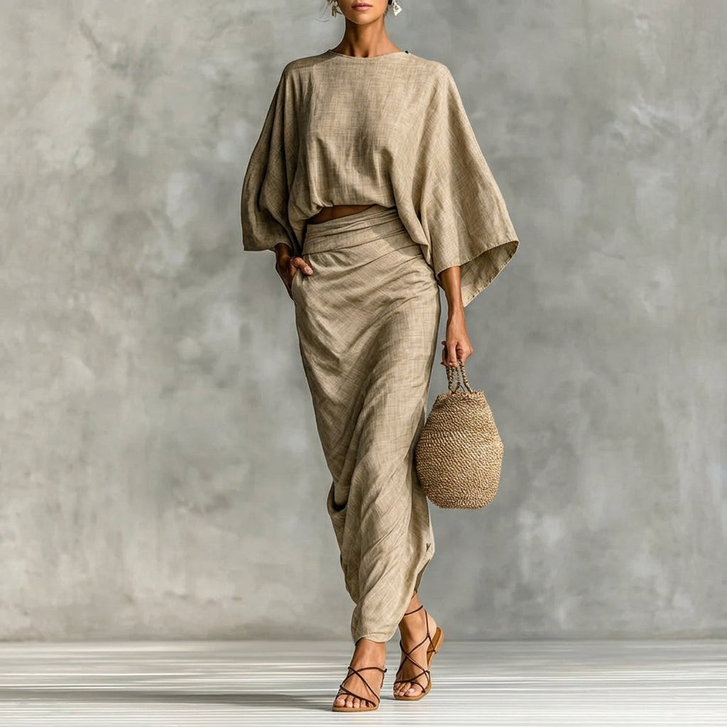Vivienne | Women's Minimalist Matching Top and Skirt Set