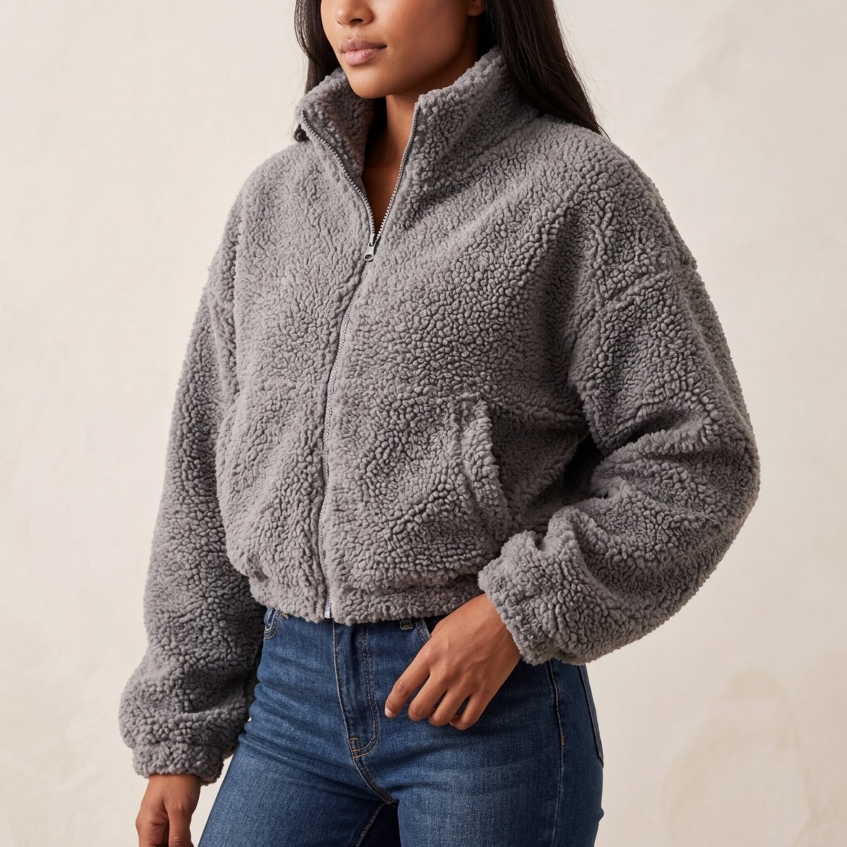 Beatrix sherpa fleece jacket - Gray
