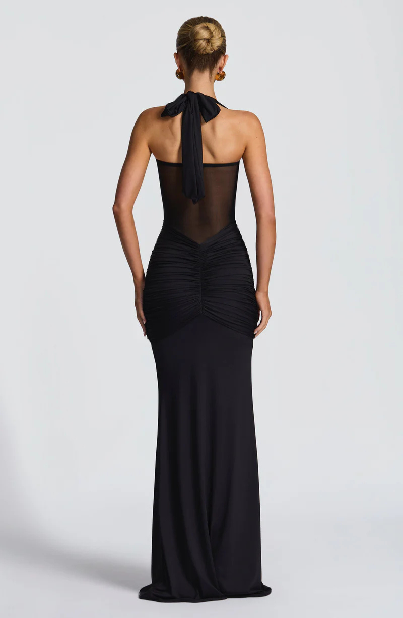 Catalina | Halter Ruched Maxi Dress