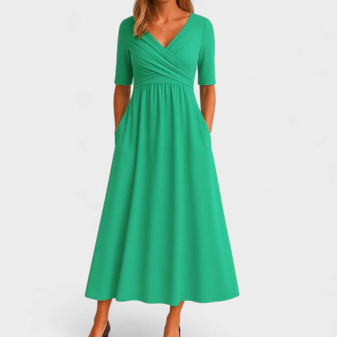 Cordelia Women's Pleated Wrap-Style Midi Dress product view