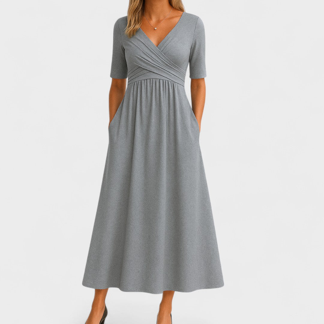 Cordelia Women's Pleated Wrap-Style Midi Dress product view