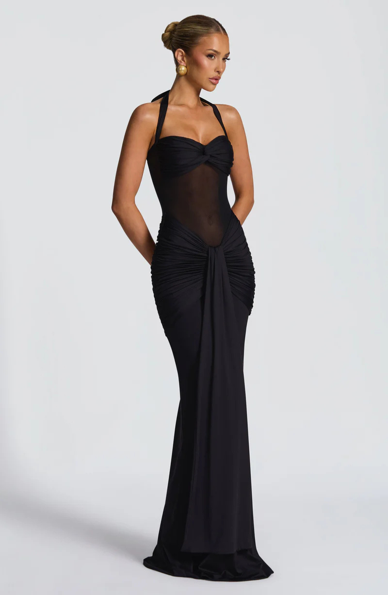 Catalina | Halter Ruched Maxi Dress