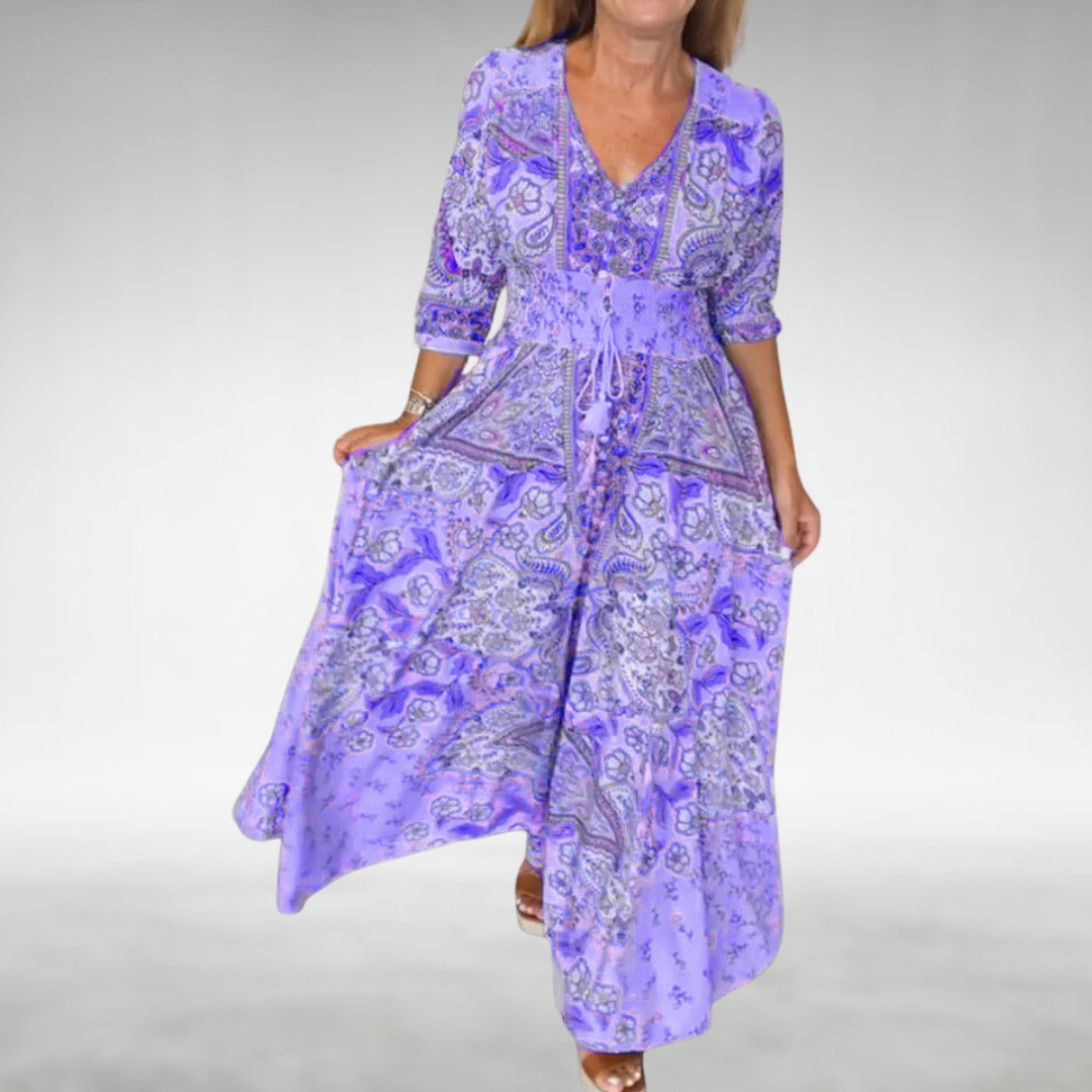 Women's Boho Flowy Draped Maxi Dress