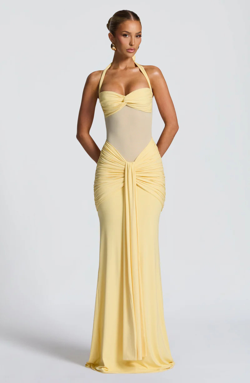 Catalina | Halter Ruched Maxi Dress