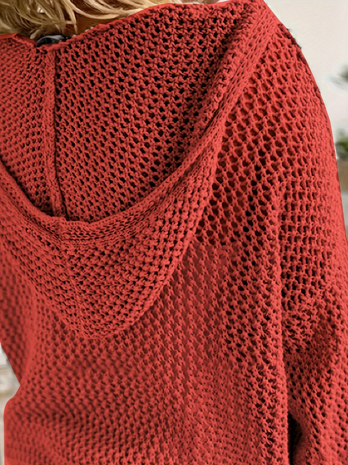 Valentina hooded sweater hood detail - Red