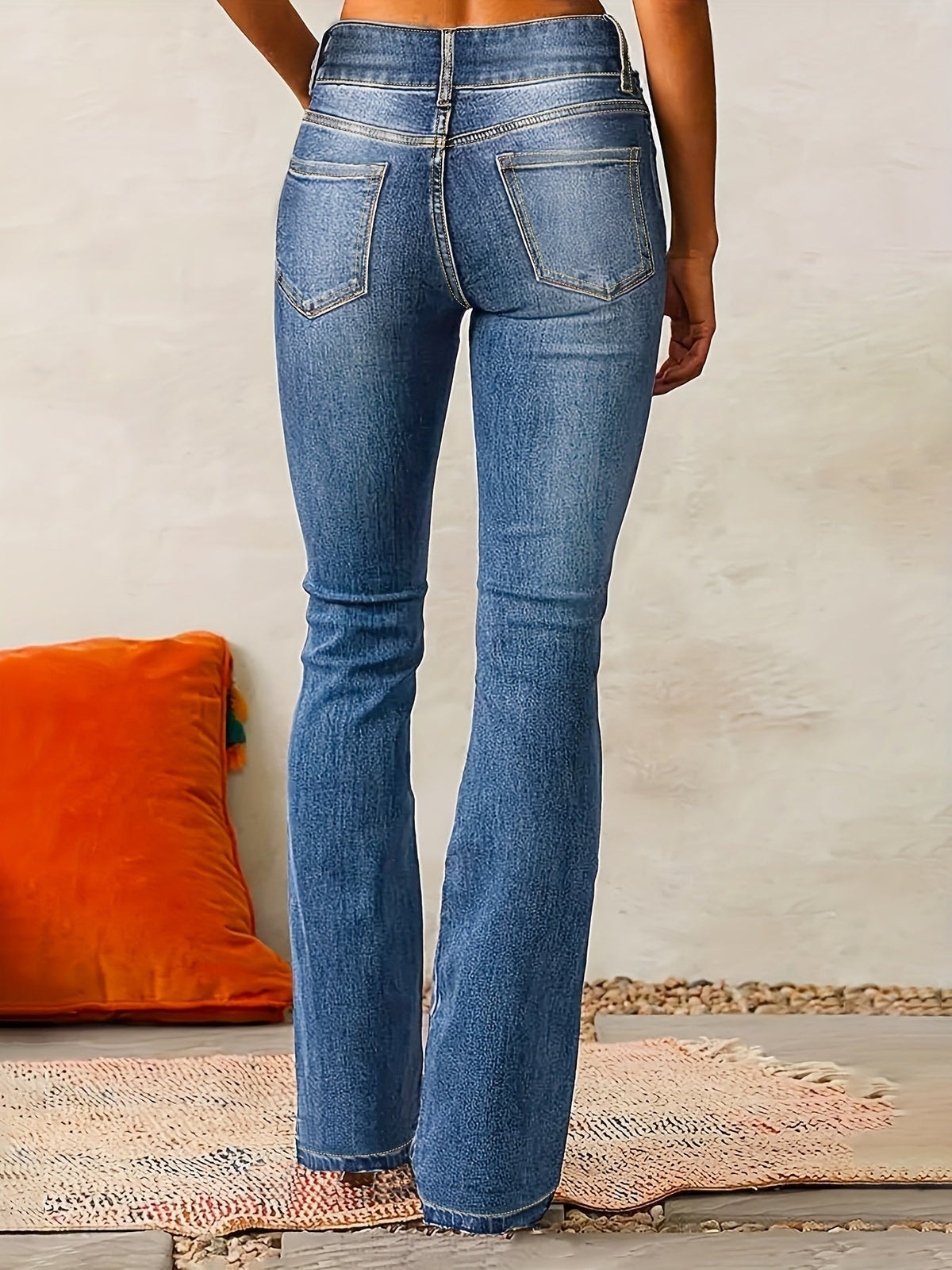 Lavinia flare jeans - Ocean Blue back view
