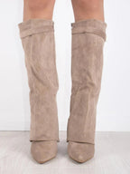 Adelaide | Women's Fold-Over Pointed-Toe Gold-Detail Boots