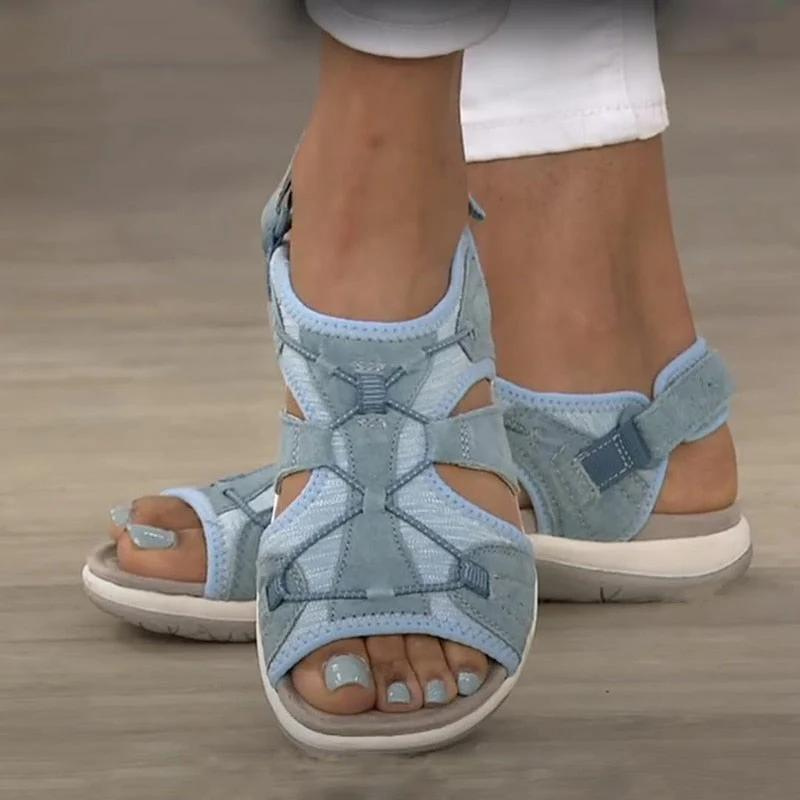 Women’s Orthopedic Walking Sandals Flat Sole Toggle Fastening