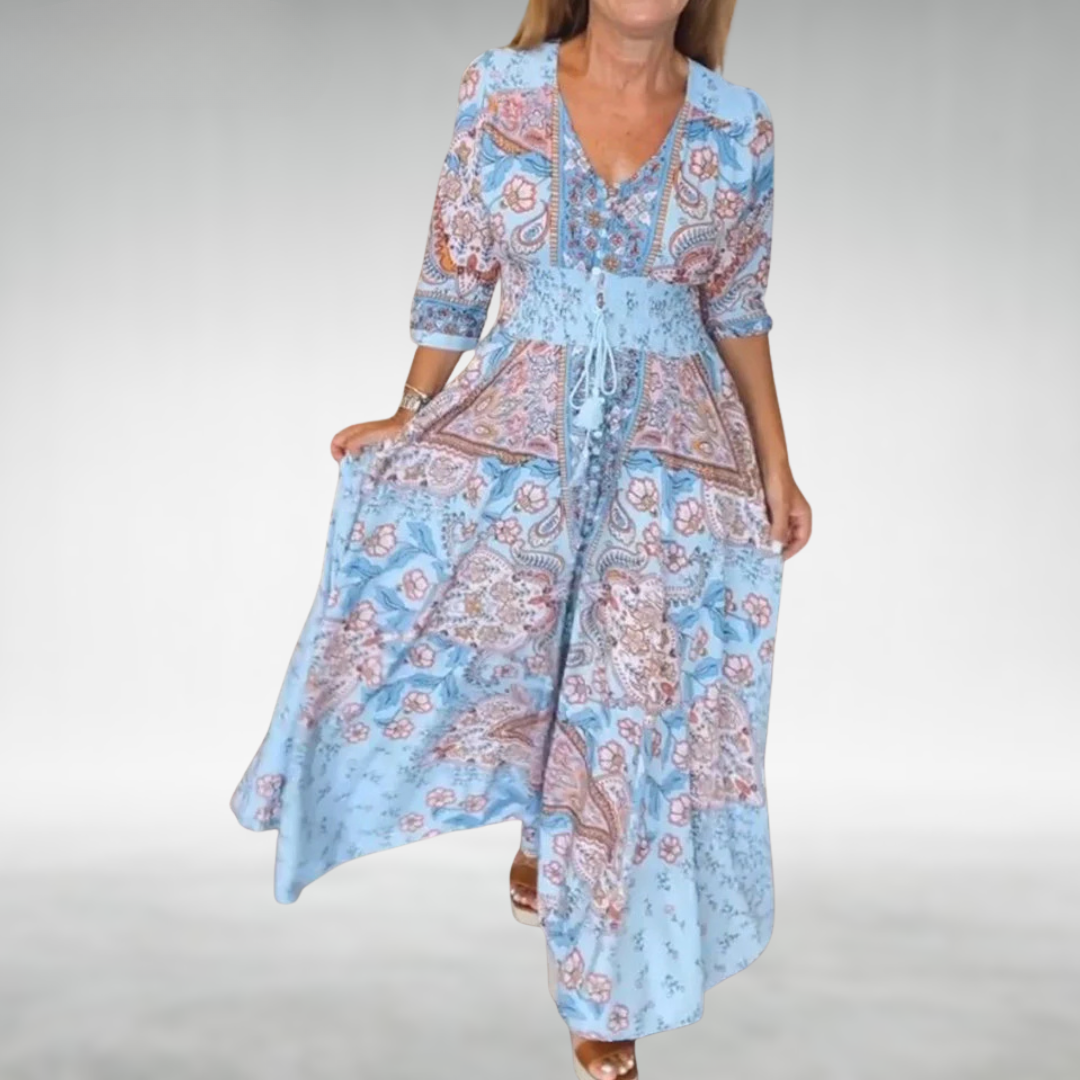 Women's Boho Flowy Draped Maxi Dress