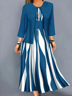 Women's Flowing Midi Dress and Open Jacket Set