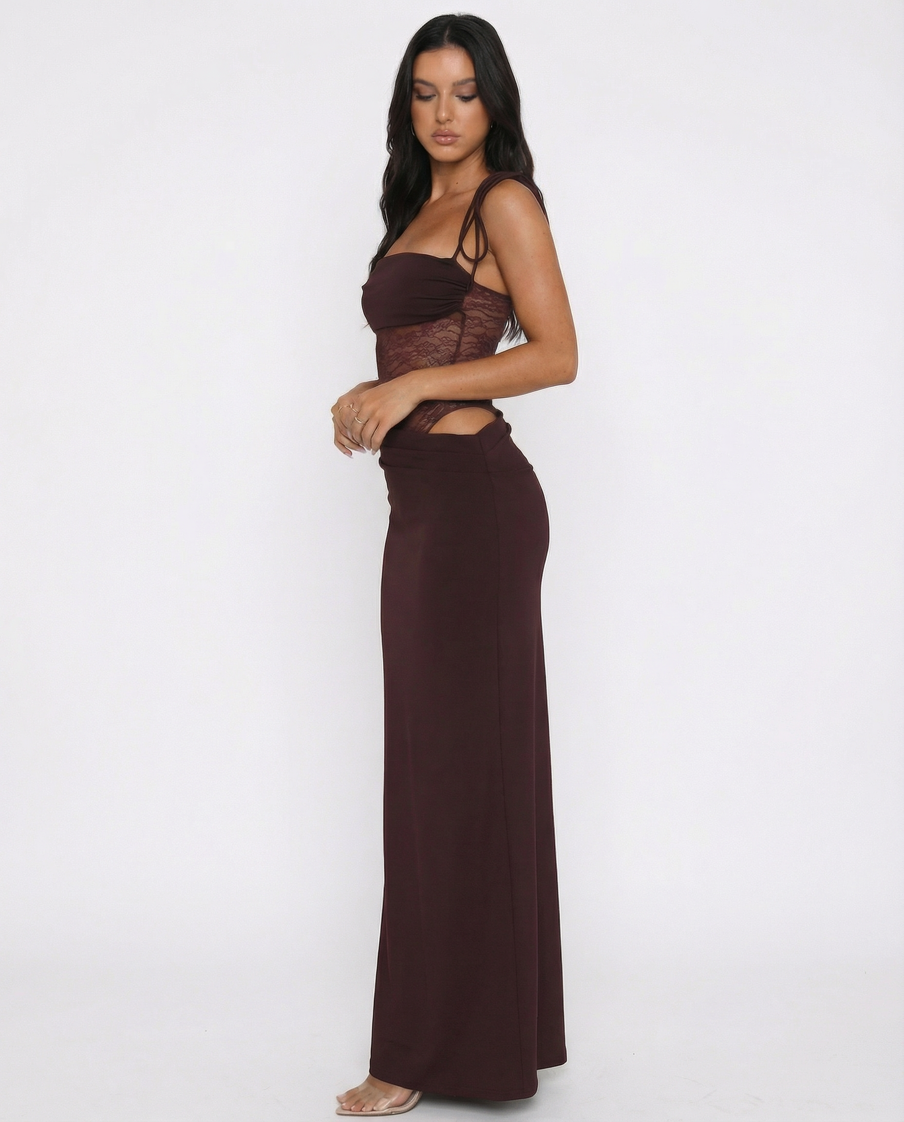 Selene | Lace Panel Maxi Dress