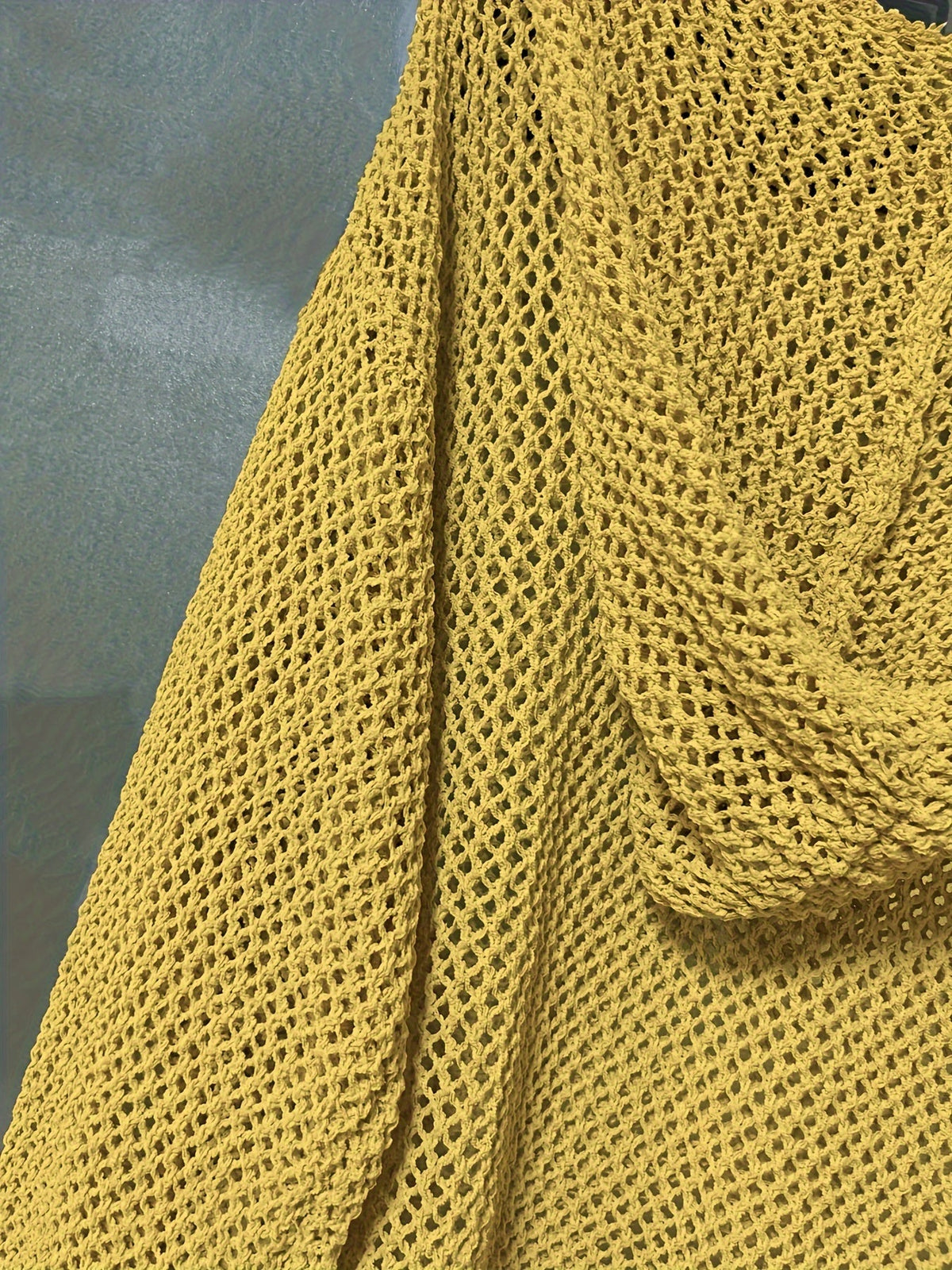 Valentina hooded sweater knit detail - Yellow