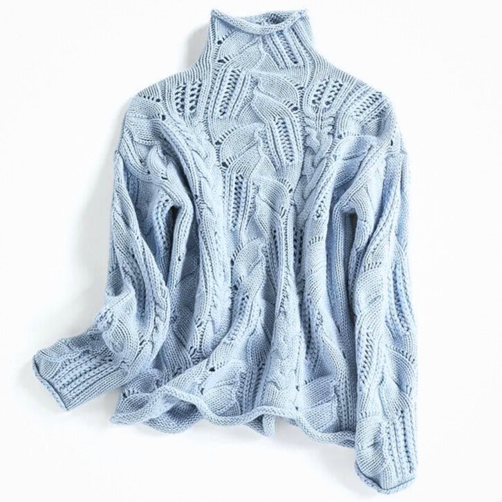 Annalise | Women's Wavy Cable-Knit Turtleneck Sweater