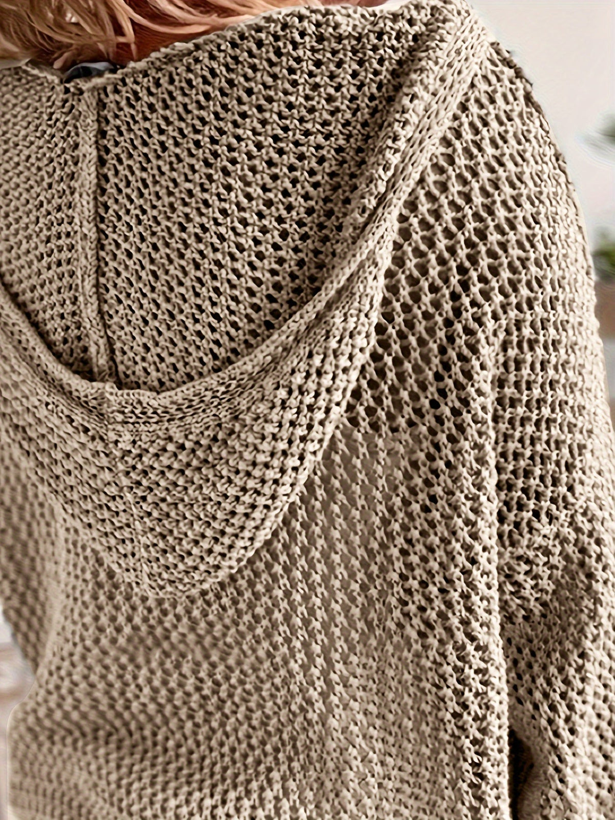 Valentina hooded sweater hood detail - Khaki