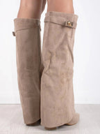 Adelaide | Women's Fold-Over Pointed-Toe Gold-Detail Boots