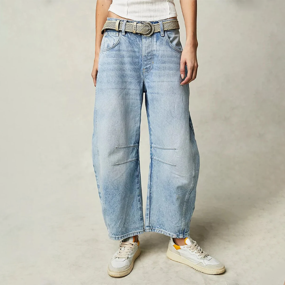 Women's High Waist Barrel Leg Jeans Relaxed Fit Denim