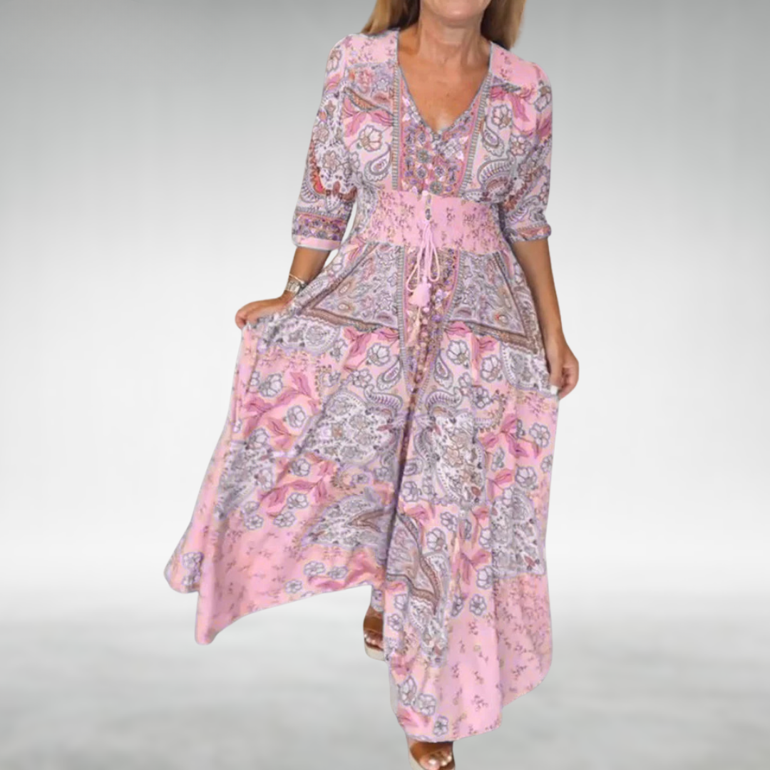 Women's Boho Flowy Draped Maxi Dress