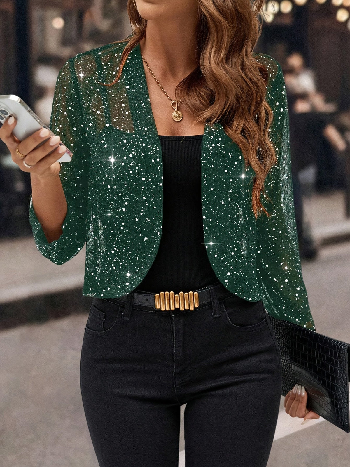 shimmer cropped jacket original product photo