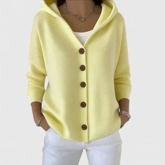 Kathleen | Women's Hooded Button-Front Cardigan with Long Sleeves and Relaxed Fit