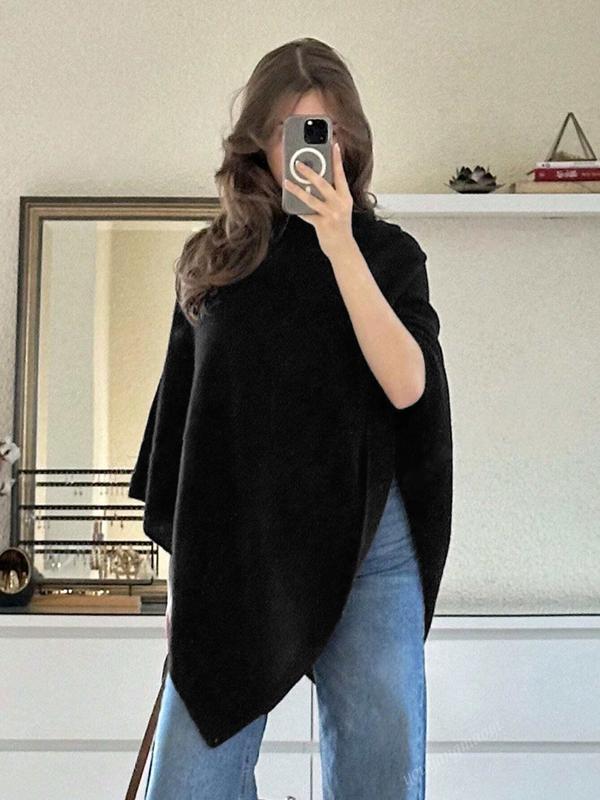 Greta | Women's Asymmetric Draped Knit Cape