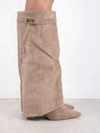 Adelaide | Women's Fold-Over Pointed-Toe Gold-Detail Boots