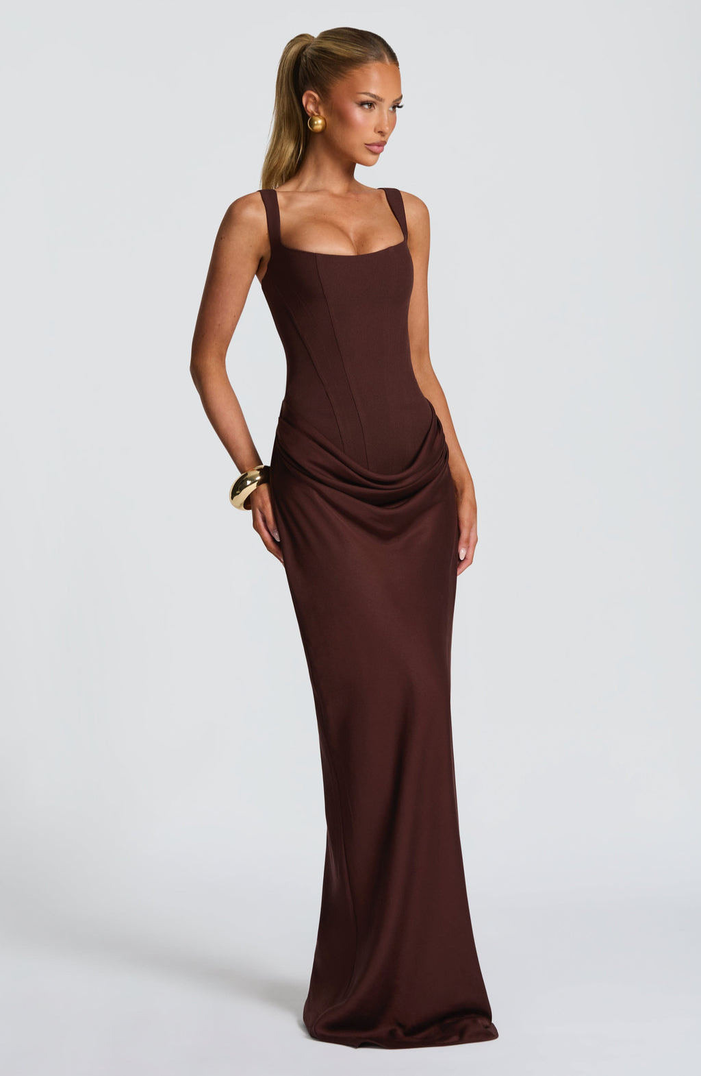Valencia | Ruched Square Neck Maxi Dress