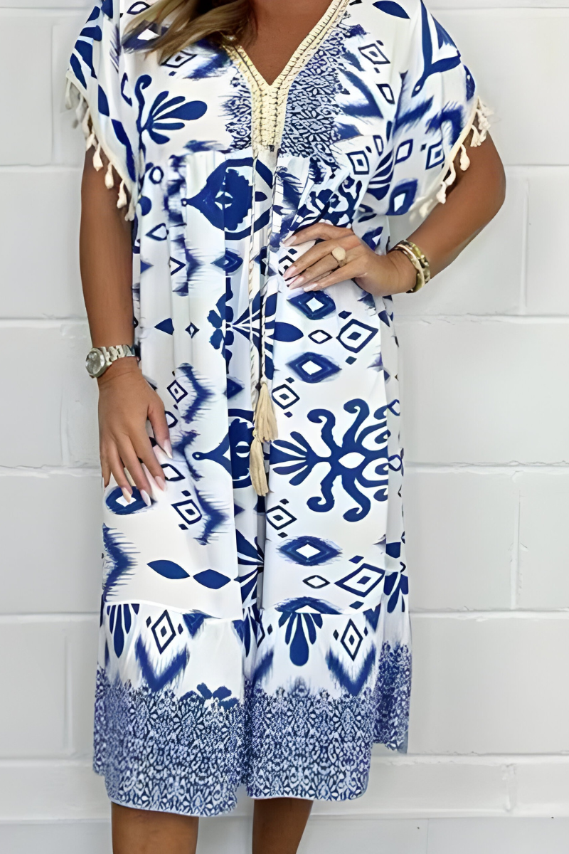Women's Loose Fit Draped Midi Dress