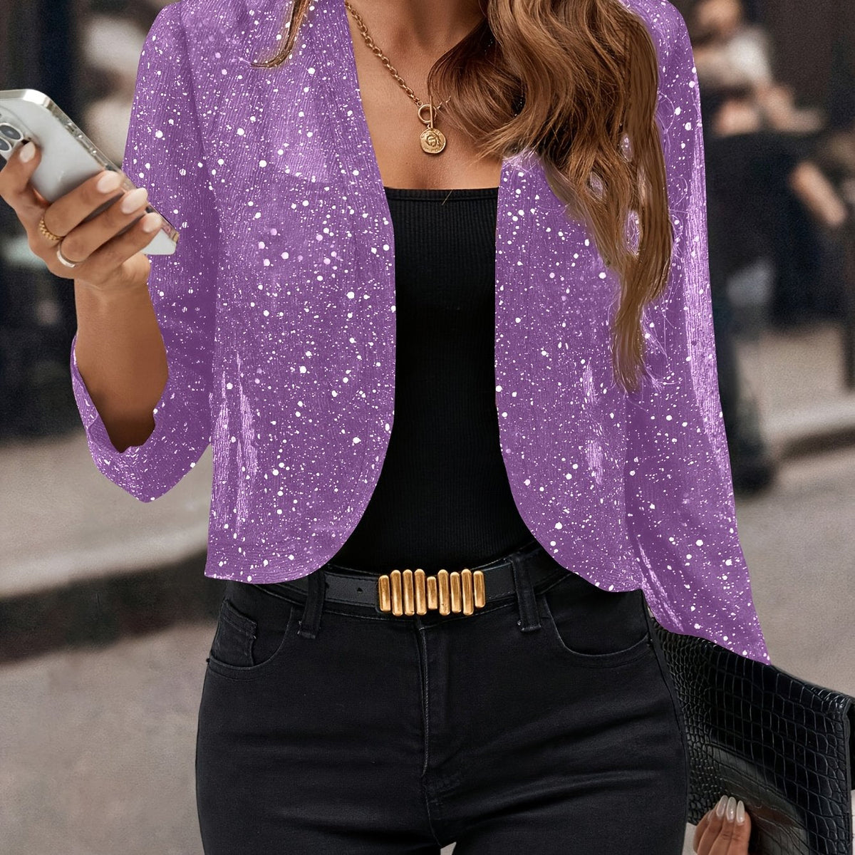 shimmer cropped jacket original product photo