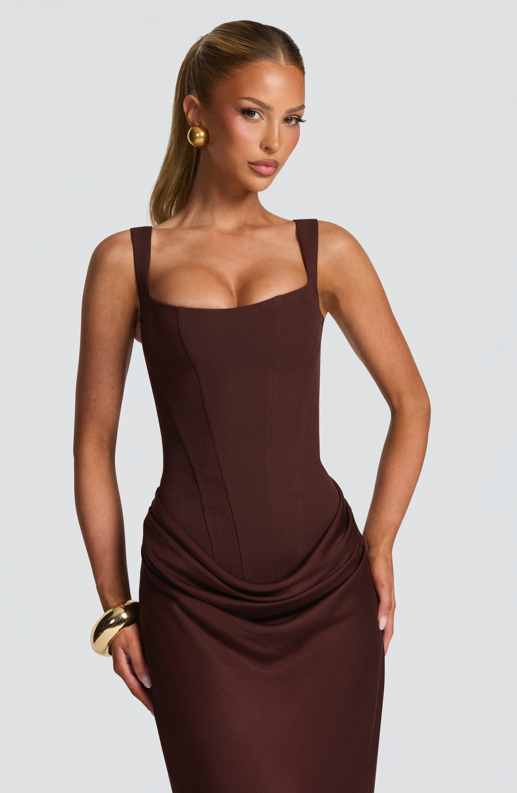 Valencia | Ruched Square Neck Maxi Dress