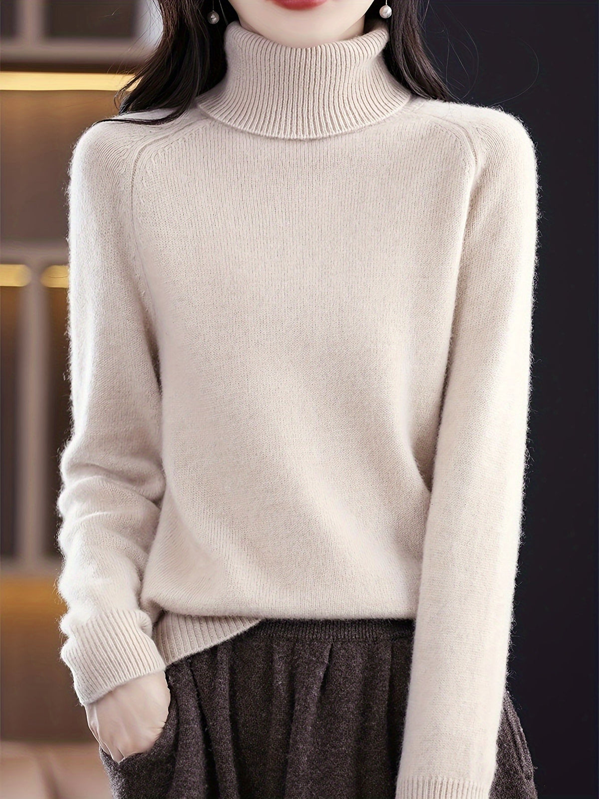 Women's Classic High-Neck Turtleneck Sweater