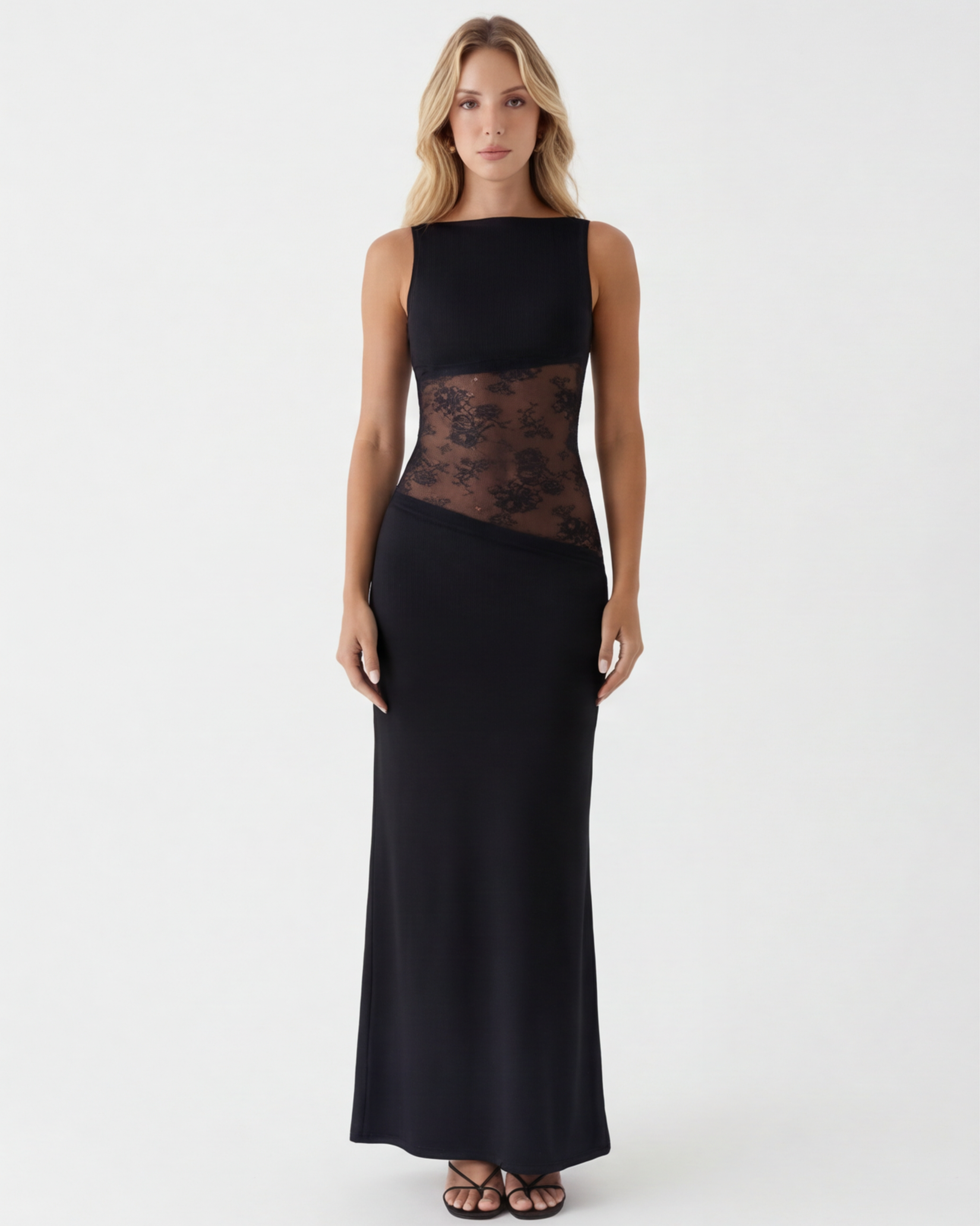 Alessia | Lace Panel Maxi Dress